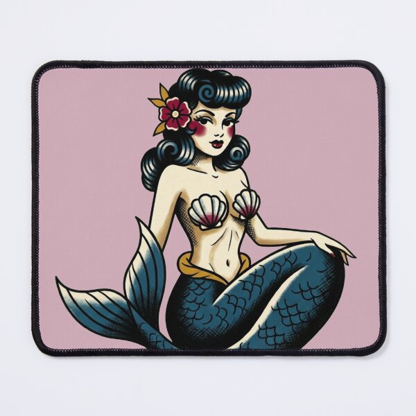 Item preview, Tattoo Style Mermaid designed and sold by TinyRed SpiralArt.
