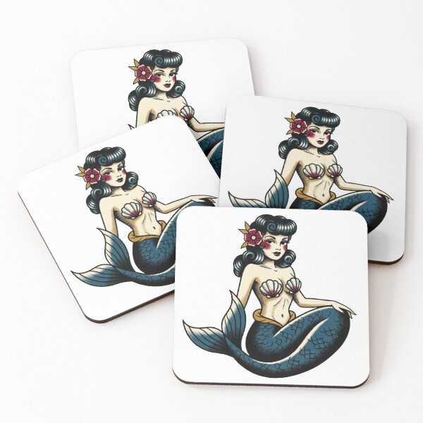Item preview, Tattoo Style Mermaid designed and sold by TinyRed SpiralArt.