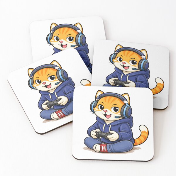 Item preview, Happy Gamer Cat – Kids Gaming Character (Dark Blue Hoodie) designed and sold by DesignsByHania.