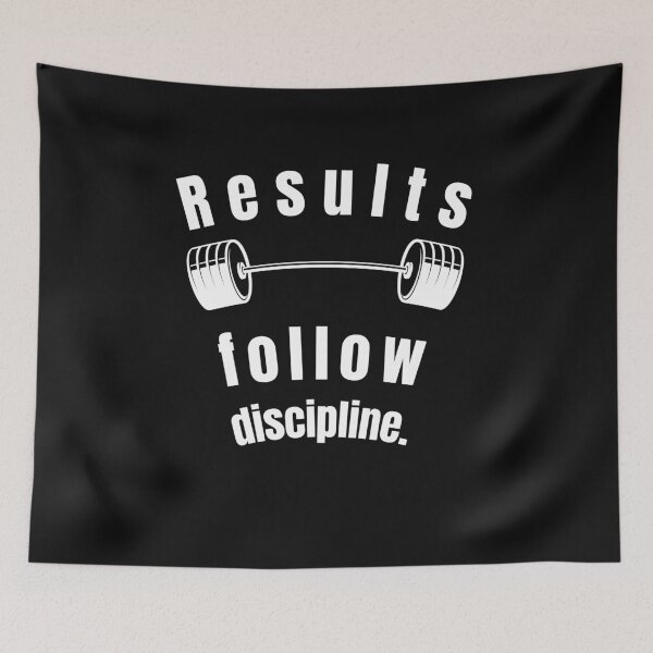 Item preview, Results follow discipline. Gym Fitness Motivation Quote designed and sold by TeeArtWorld.