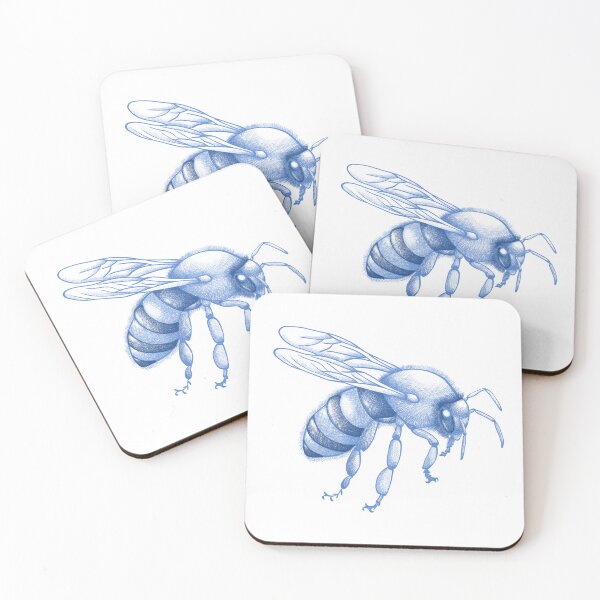 Item preview, Vintage Blue Honey Bee Sketch - Hand Drawn Botanical Insect Art designed and sold by poonzapoon.