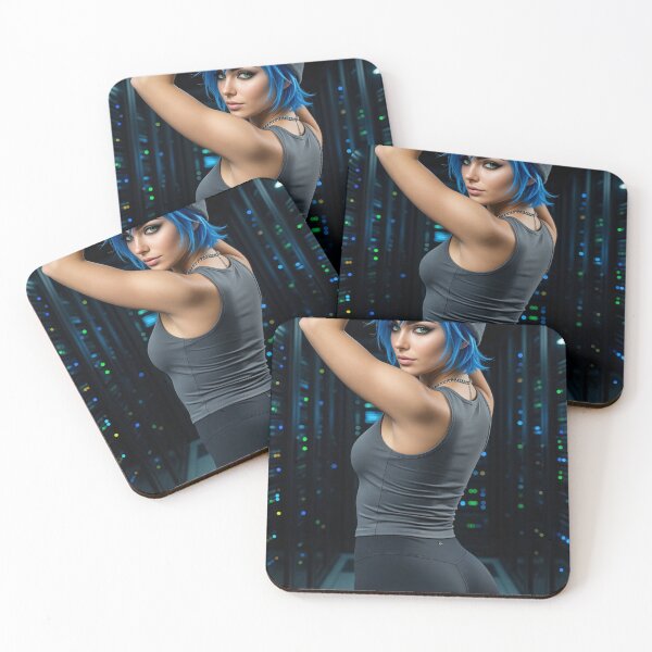 Item preview, Cipher Blue Hair Hacker in Beanie and Server Room designed and sold by CathryneDelamort.