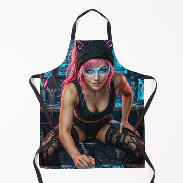 Item preview, Cassandra Hacker Girl in Neon Beanie and Goggles designed and sold by CathryneDelamort.