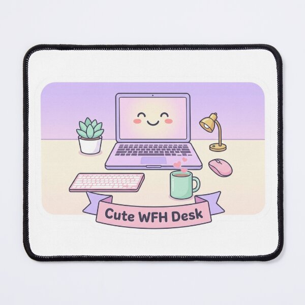 Item preview, Cute WFH Desk Kawaii Pastel Sticker designed and sold by OrikuStudio.