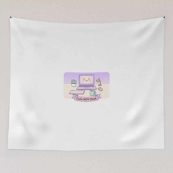Item preview, Cute WFH Desk Kawaii Pastel Sticker designed and sold by OrikuStudio.