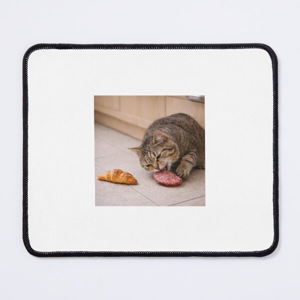 Item preview,  Mischievous Cat Stealing Salami in the Kitchen designed and sold by LovelyCatGalaxy.