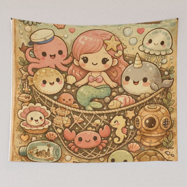 Item preview, A Net Full of Wonders – Cute Kawaii Sea Design designed and sold by Mauswohn.