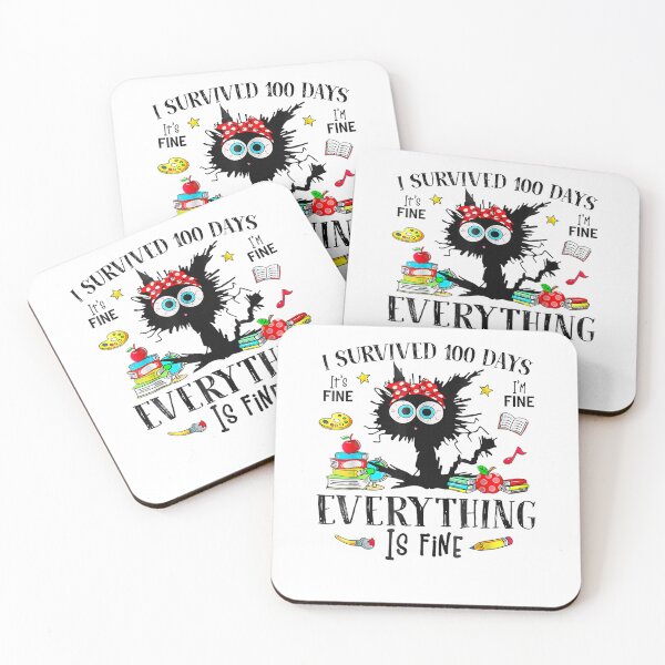 Item preview, I Survived 100 Days of School Teacher & Kids Funny Cat  designed and sold by Juansustait.
