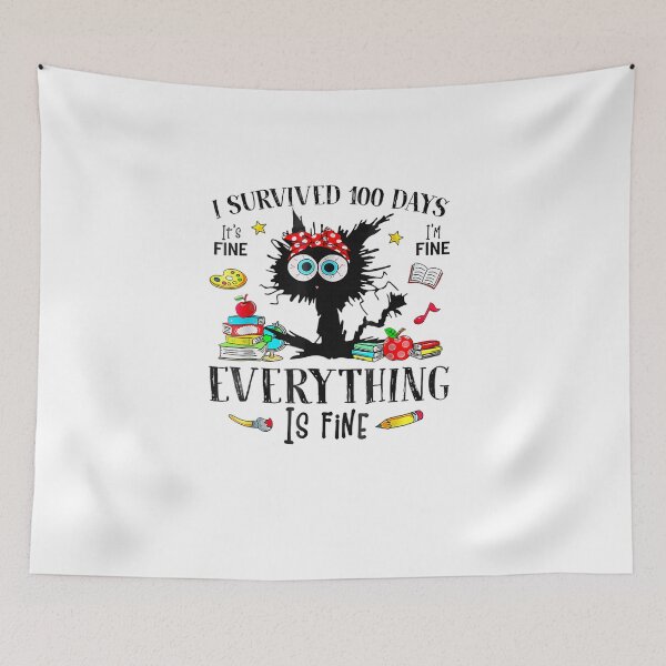 Item preview, I Survived 100 Days of School Teacher & Kids Funny Cat  designed and sold by Juansustait.