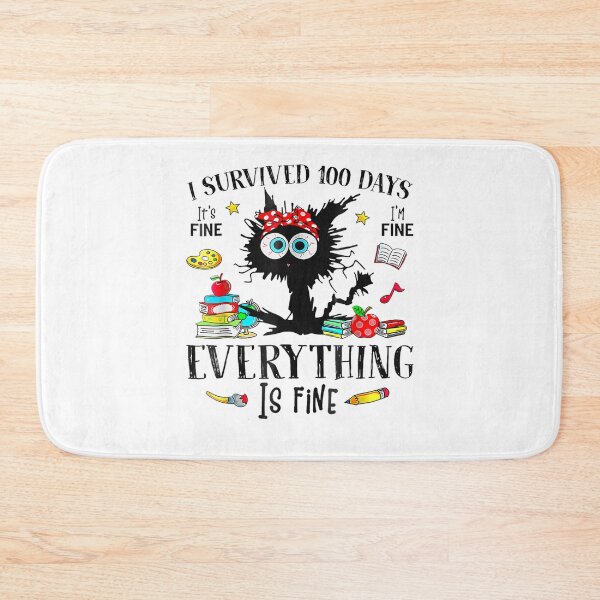 Item preview, I Survived 100 Days of School Teacher & Kids Funny Cat  designed and sold by Juansustait.