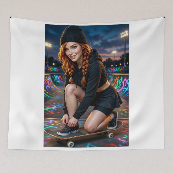 Item preview, Rowan Tie Laces In Beanie At Neon Skatepark designed and sold by CathryneDelamort.