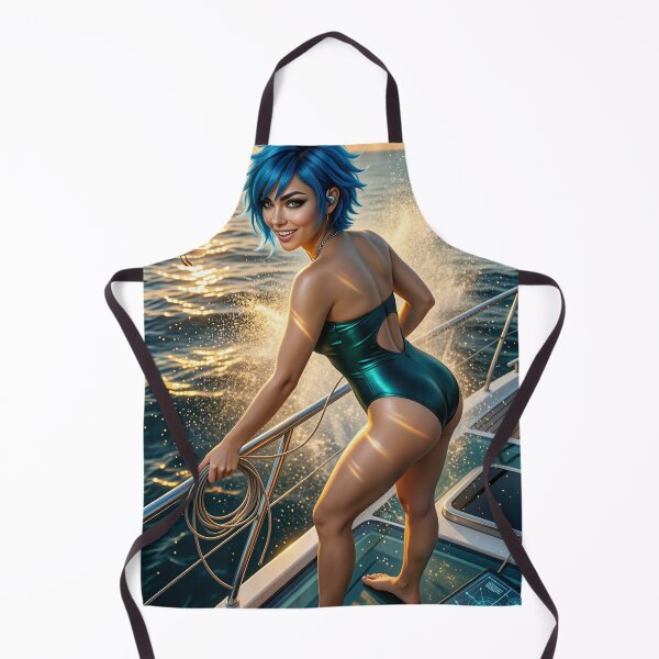 Item preview, Cipher Blue Hair Yacht One Piece Swimsuit Sunset designed and sold by CathryneDelamort.