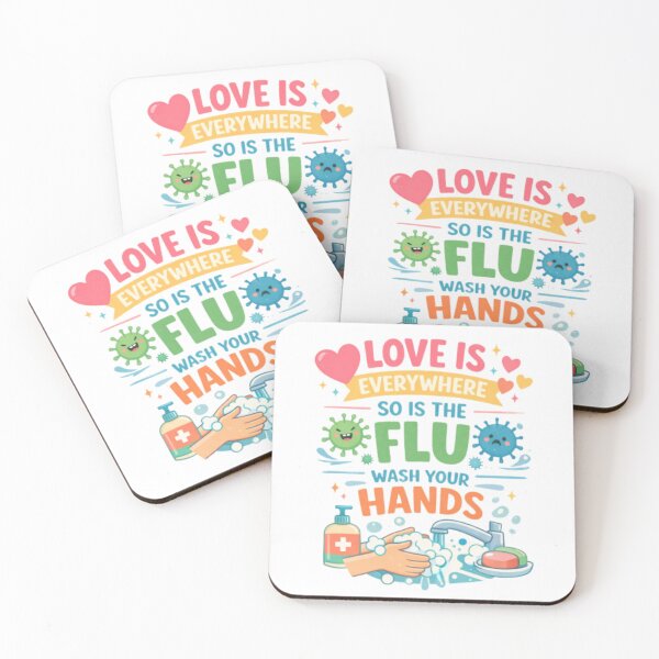 Item preview, Love Is Everywhere, So Is the Flu – Wash Your Hands Cute Hygiene Poster designed and sold by Tomasz  Siennicki.