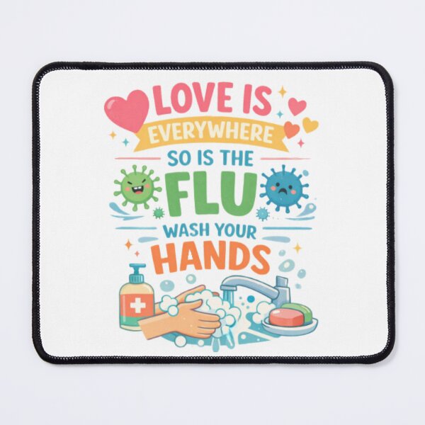 Item preview, Love Is Everywhere, So Is the Flu – Wash Your Hands Cute Hygiene Poster designed and sold by Tomasz  Siennicki.