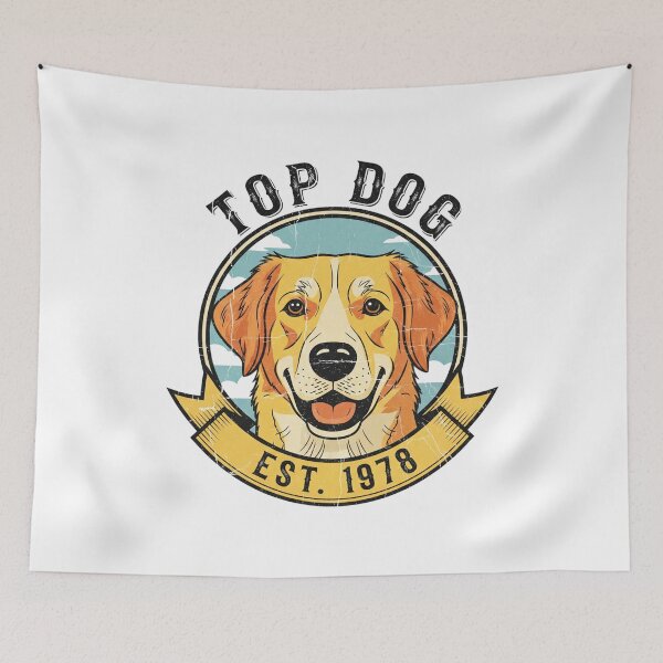 Item preview, Top Dog Vintage Badge Illustration designed and sold by i1ovedogs.