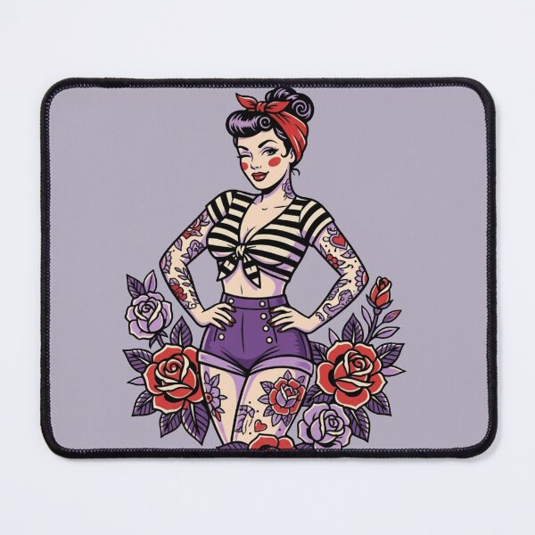 Item preview, Pin up Girl - Tattoo Style Art designed and sold by TinyRed SpiralArt.