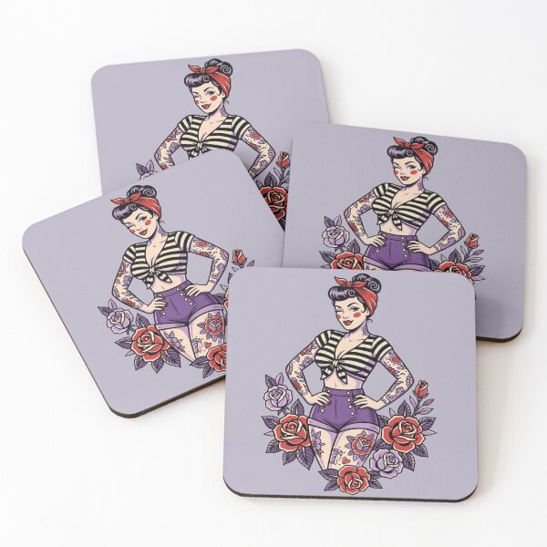Item preview, Pin up Girl - Tattoo Style Art designed and sold by TinyRed SpiralArt.