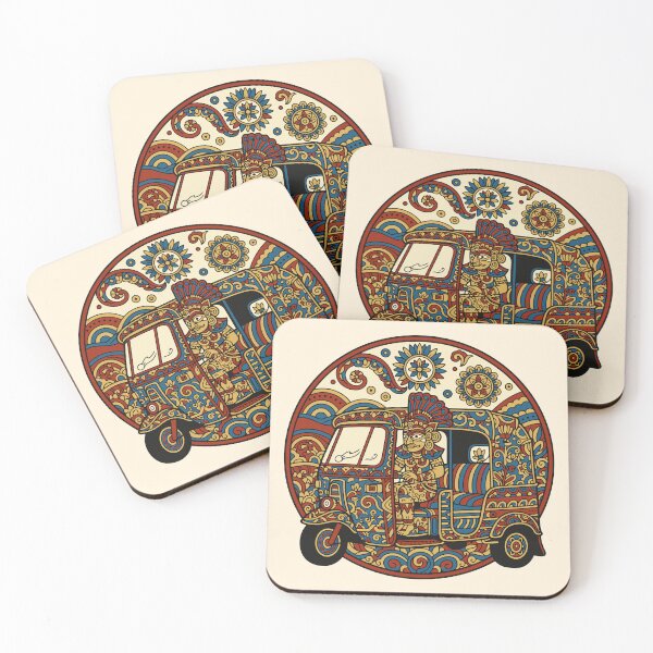 Item preview, Sri Lankan Tuk-Tuk Reimagined in Traditional Folk Art Style designed and sold by Olivra.