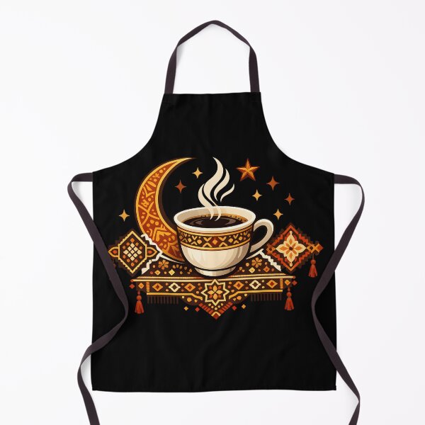 Item preview, Arabic Coffee Cup with Crescent Moon & Stars – Islamic Coffee Illustration designed and sold by KivaroArt.
