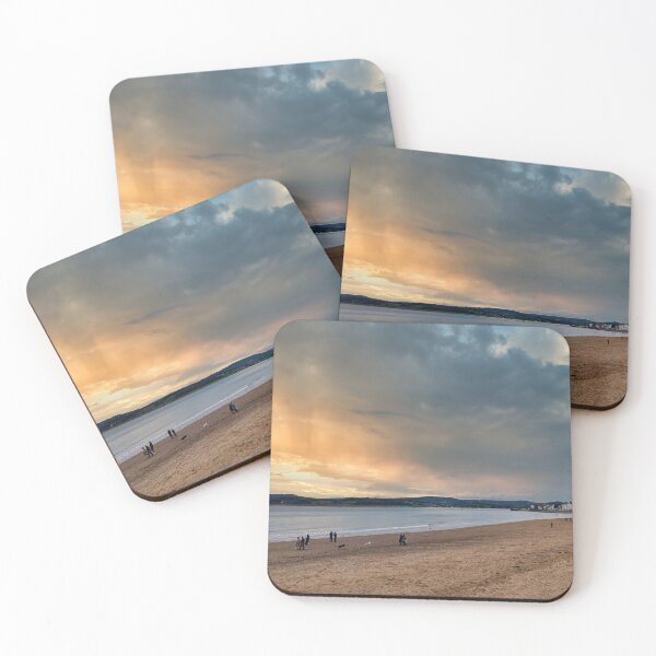 Item preview, Exmouth Beach Sunset - Dramatic Golden Hour Clouds over East Devon Coast designed and sold by leonwoods.