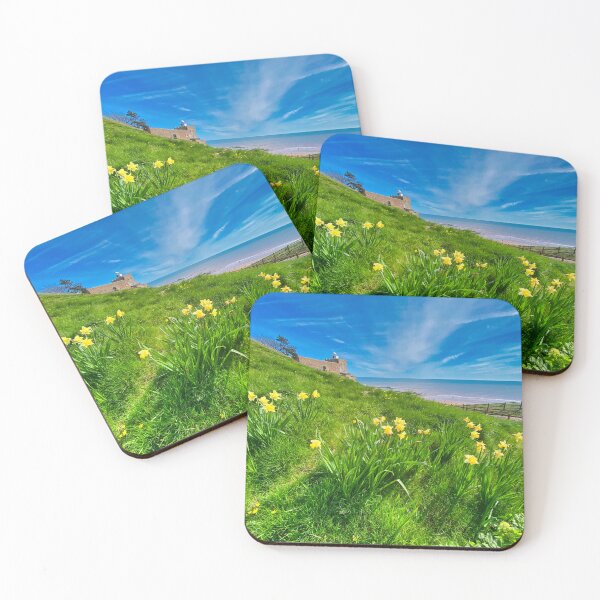 Item preview, Sidmouth Daffodils at Jacob's Ladder - Spring Flowers by the Coastal Clock Tower designed and sold by leonwoods.