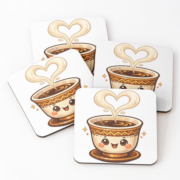 Item preview, Arabic Coffee Cute Smiling Cup with Heart Steam – Fun Coffee Art designed and sold by KivaroArt.