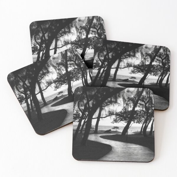 Item preview, Wooden path leading to the beach in black and white designed and sold by Léa Lefebvre Photography.
