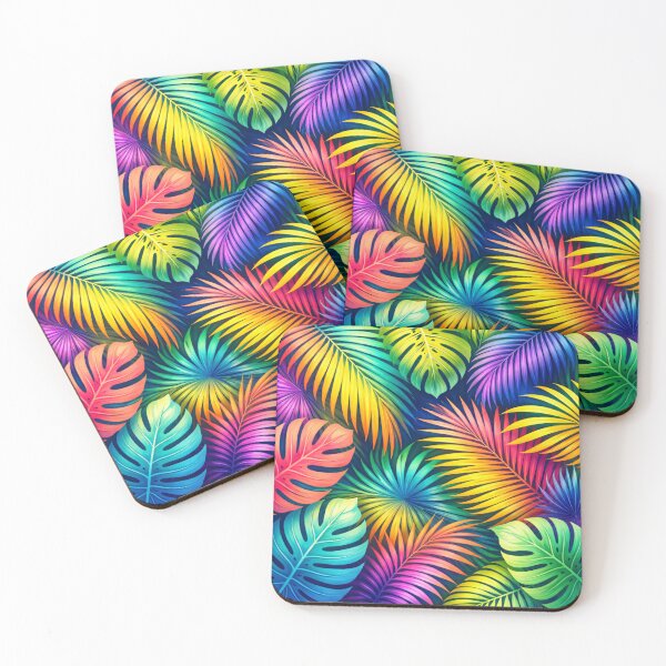 Item preview, Colorful Palm Leaves Tropical Pattern designed and sold by Myra365Art.