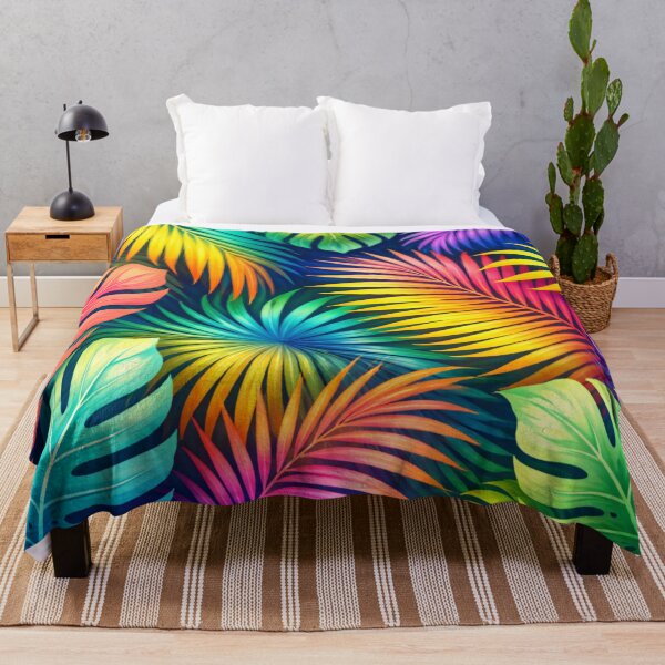 Item preview, Colorful Palm Leaves Tropical Pattern designed and sold by Myra365Art.