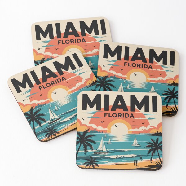 Item preview, Miami Florida Retro Surf - Vintage Sunset Art - Coastal Beach designed and sold by CircinusStore.