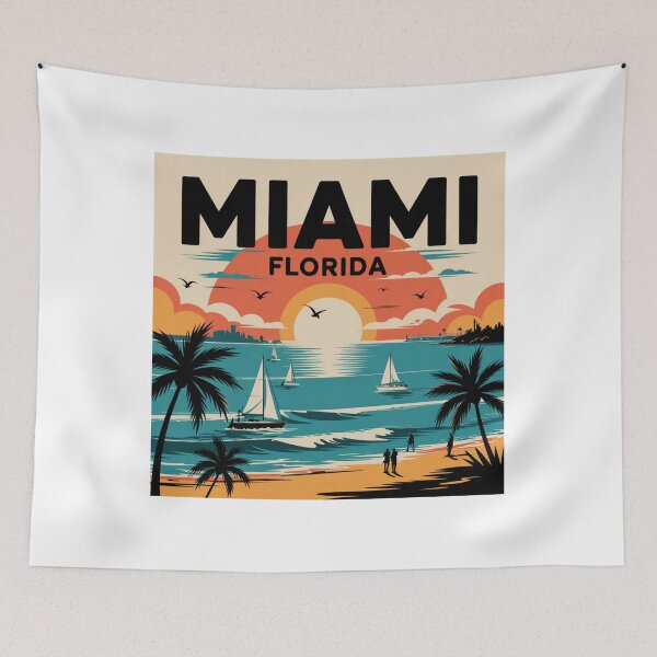 Item preview, Miami Florida Retro Surf - Vintage Sunset Art - Coastal Beach designed and sold by CircinusStore.