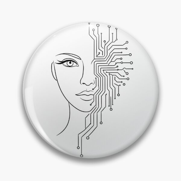 Item preview, Minimalist AI Woman Face – Human and Technology Line Art Illustration designed and sold by Lumiart1408.