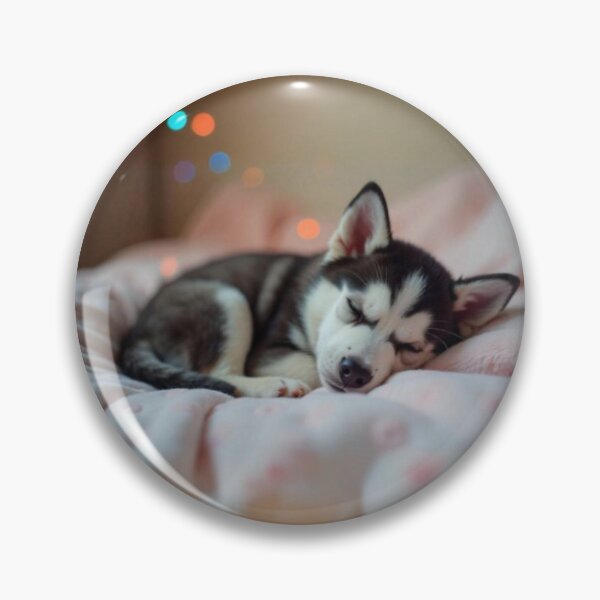 Item preview, Sleeping Siberian Husky Puppy Cute Cozy Dog Art designed and sold by Wild Bloom Paws.
