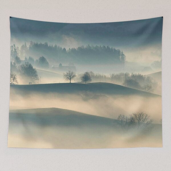 Item preview, Morning mist over rolling hills – nature's mysticism designed and sold by Mauswohn.
