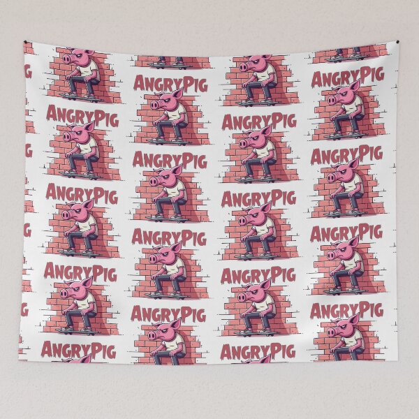 Item preview, Angry PIG: Angry Pig Skateboarding – Urban Street Art Cartoon designed and sold by Arte Cartoon From TagTeam Group.