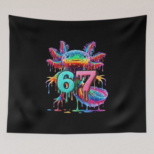 Item preview, Psychedelic Axolotl 67 Six Seven Birthday Drip Art designed and sold by LashondaGreen89.