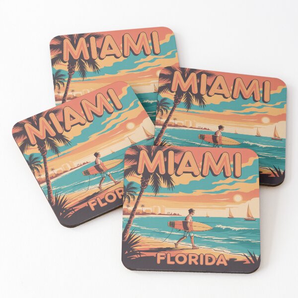 Item preview, Miami Florida Retro Surf - Vintage Sunset Art - Coastal Beach designed and sold by CircinusStore.