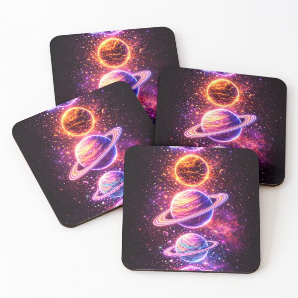 Item preview, Neon Cosmic Planets Alignment designed and sold by Lunara Glow.