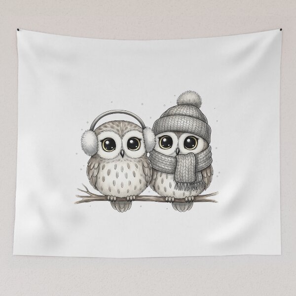 Item preview, Cozy Winter Owls on a Branch designed and sold by aaljone007.