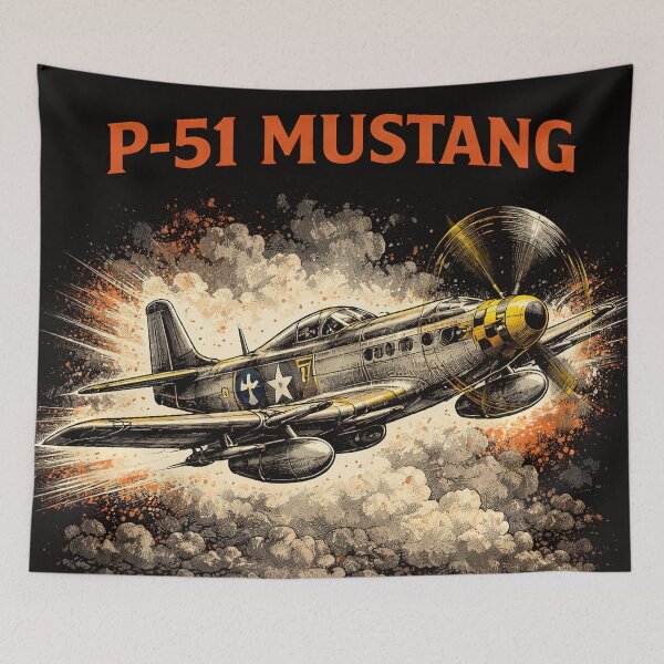 Item preview, Vintage P‑51 Mustang WWII Fighter Aircraft Art designed and sold by Retr0Tshirts.