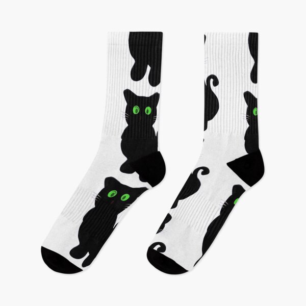 Item preview, Spooky Cute Black Cat with Green Eyes – Minimal Cartoon Cat Design designed and sold by HopeAndHustle.