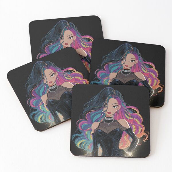 Item preview, rainbow hair anime girl designed and sold by CursedbyLilith.