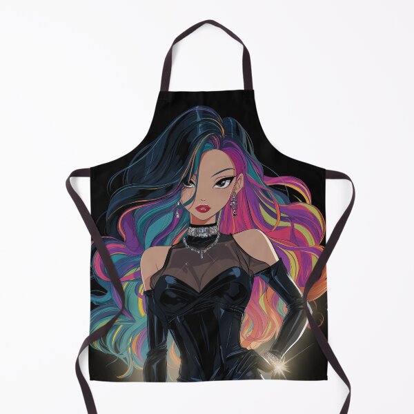 Item preview, rainbow hair anime girl designed and sold by CursedbyLilith.