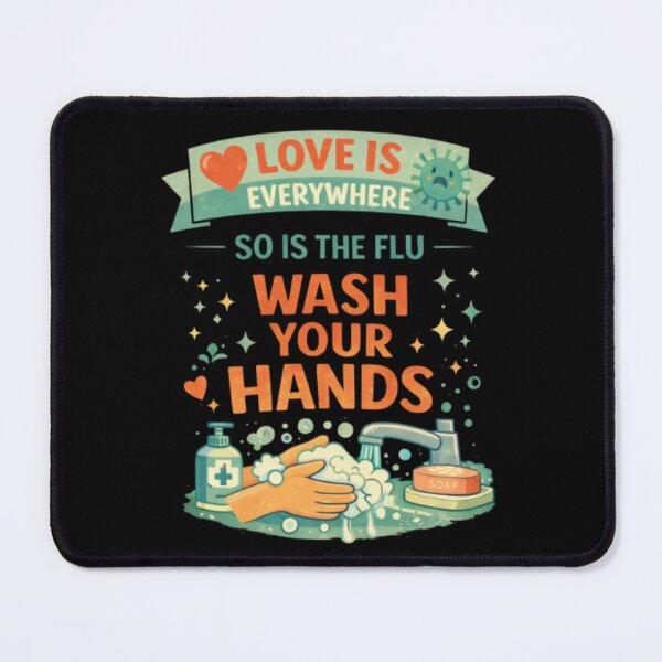 Item preview, Love is everywhere, just like the flu—wash your hands. A humorous graphic about hygiene. designed and sold by Tomasz  Siennicki.