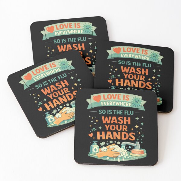 Item preview, Love is everywhere, just like the flu—wash your hands. A humorous graphic about hygiene. designed and sold by Tomasz  Siennicki.