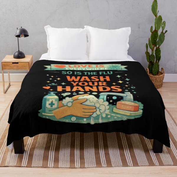 Item preview, Love is everywhere, just like the flu—wash your hands. A humorous graphic about hygiene. designed and sold by Tomasz  Siennicki.
