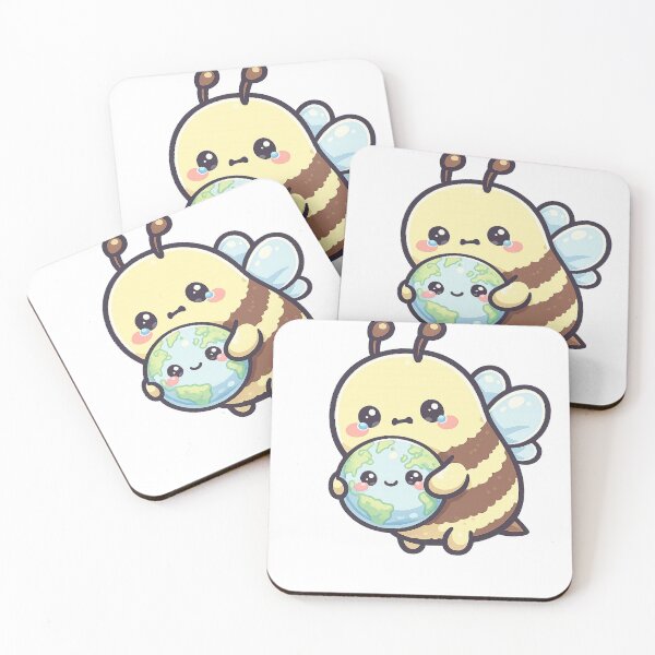 Item preview, Cute Bee Hugging Earth – Save the Planet Kawaii Illustration designed and sold by Lumiart1408.