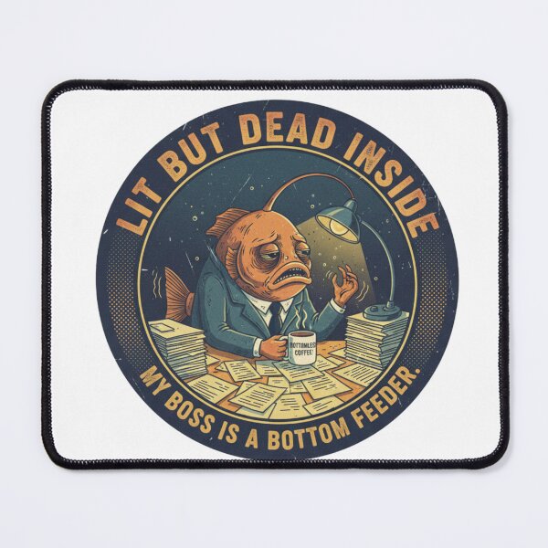 Item preview, Lit But Dead Inside Anglerfish – Funny Corporate Burnout 90s Vintage Graphic designed and sold by FakeJoo.