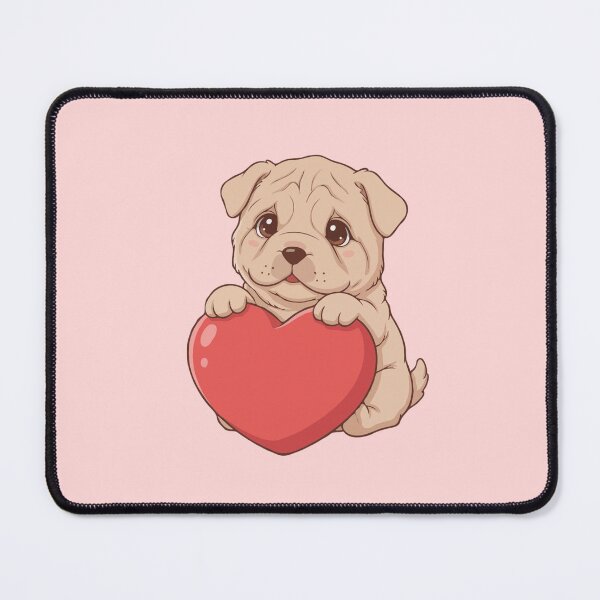 Item preview, Cute Shar Pei Puppy Holding Red Heart – Valentine Dog designed and sold by The Real Life Symphony.