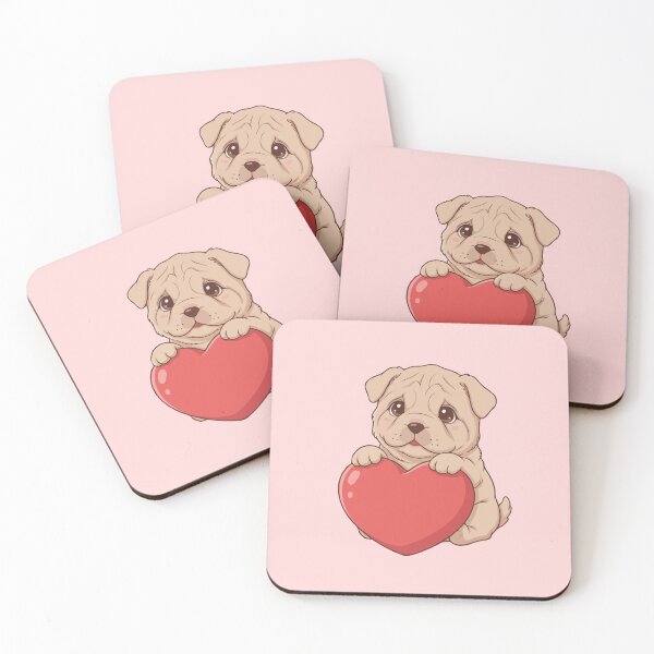 Item preview, Cute Shar Pei Puppy Holding Red Heart – Valentine Dog designed and sold by The Real Life Symphony.